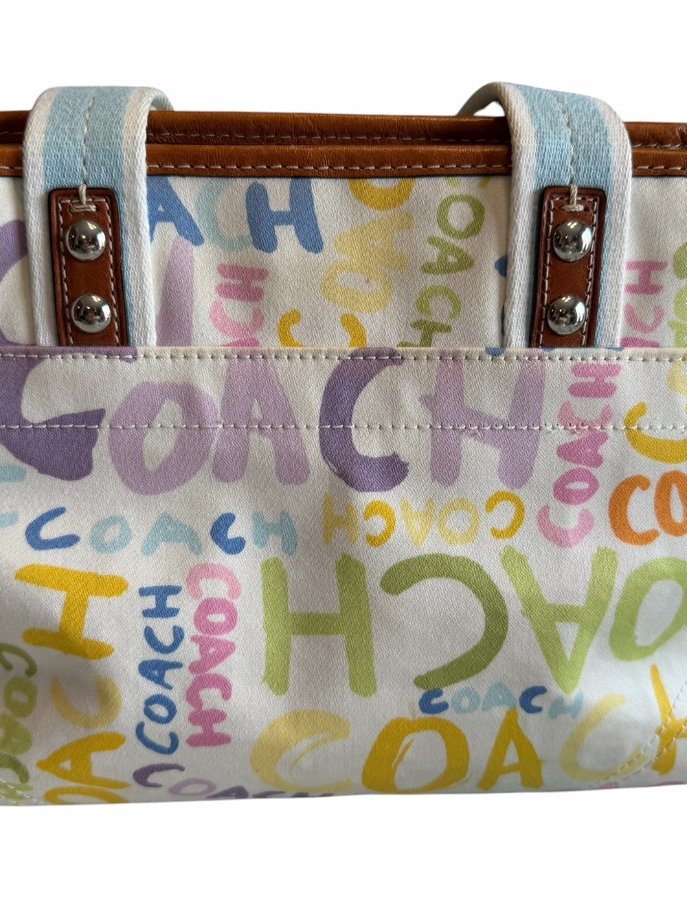 Coach Scribble Pastel Signature Satchel Multi Color - Picture 5 of 16